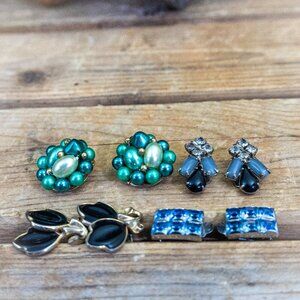 Clasp Earrings 4 pair lot, Cleaned Late 50's early 60's